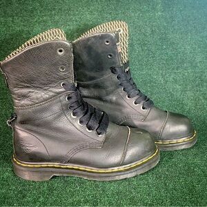 Dr. Martens Black Leather Women’s Industrial Steel Toe Combat Boots US 6 UK 4